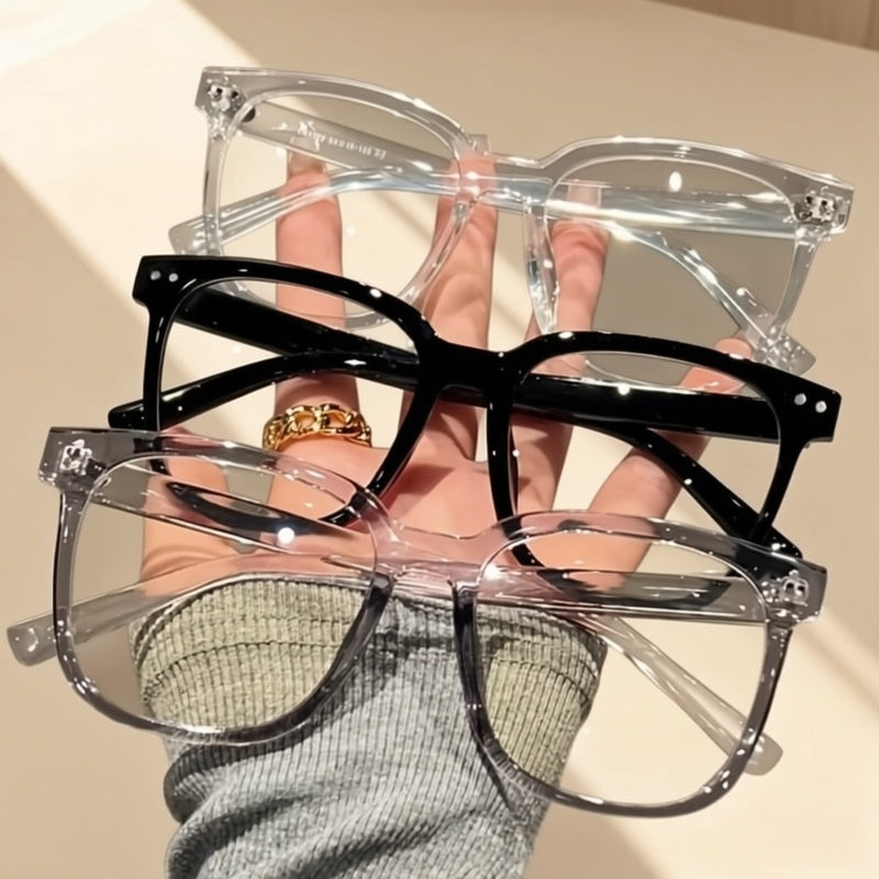 3 pairs unisex glasses stylish   transparent