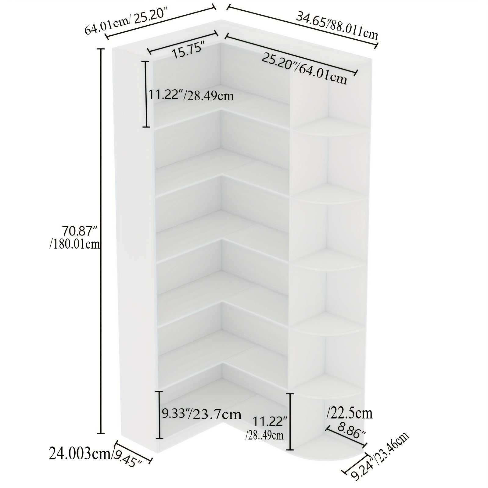 contemporary 71 inch tall bookshelf a   corner unit