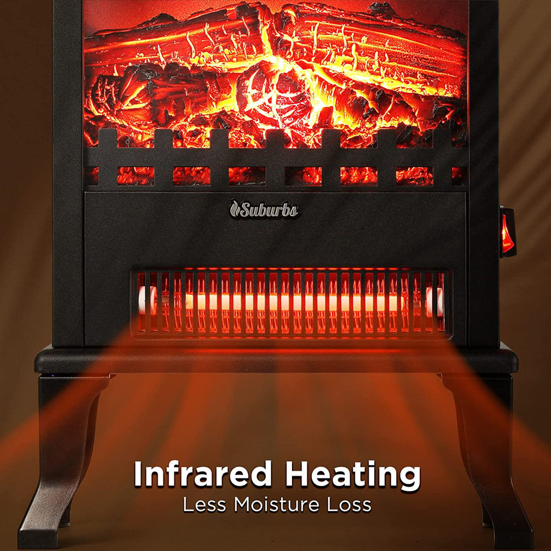 Accrington TURBRO Infrared Electric Fireplace Stove, 19 Freestanding Stove Heater with 3-Sided View, Realistic Flame