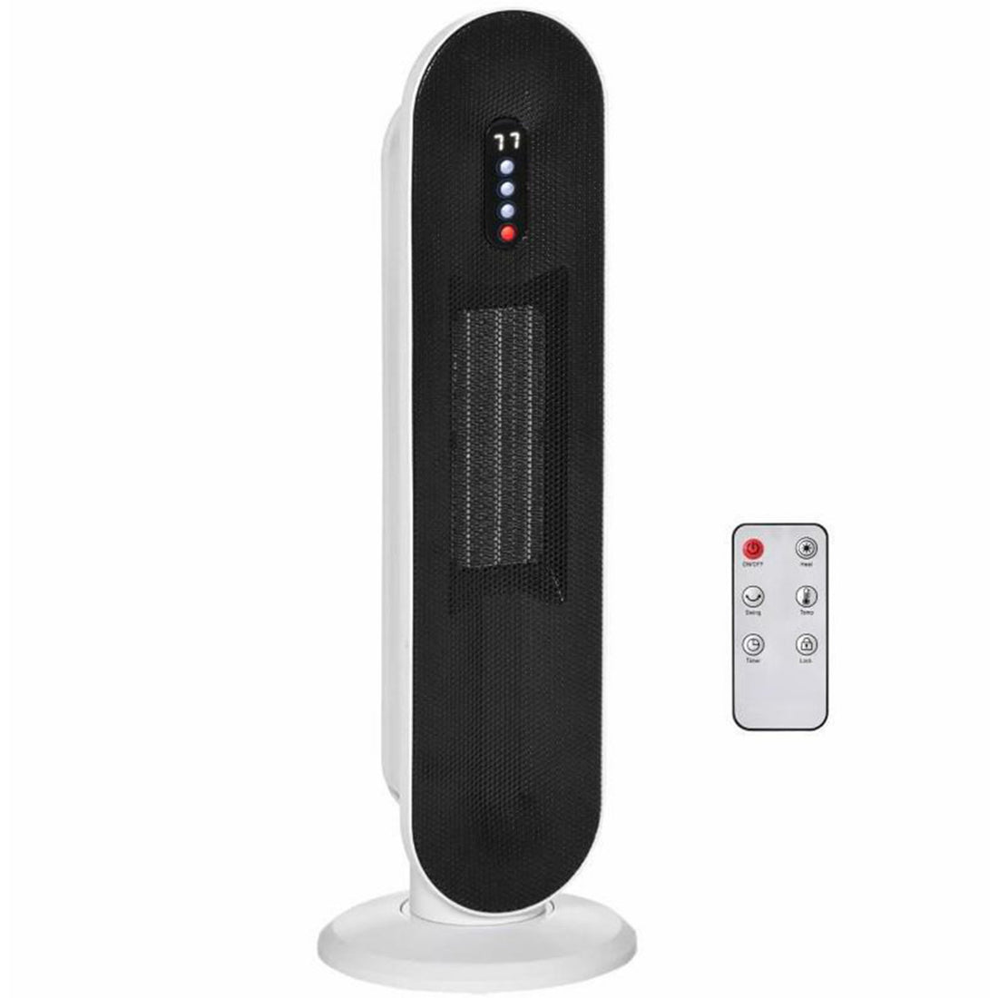 Adjustable Thermostat Ceramic Tower Indoor Space Heater With 24H Timer, Remote Control, And Safety Features For Home Use