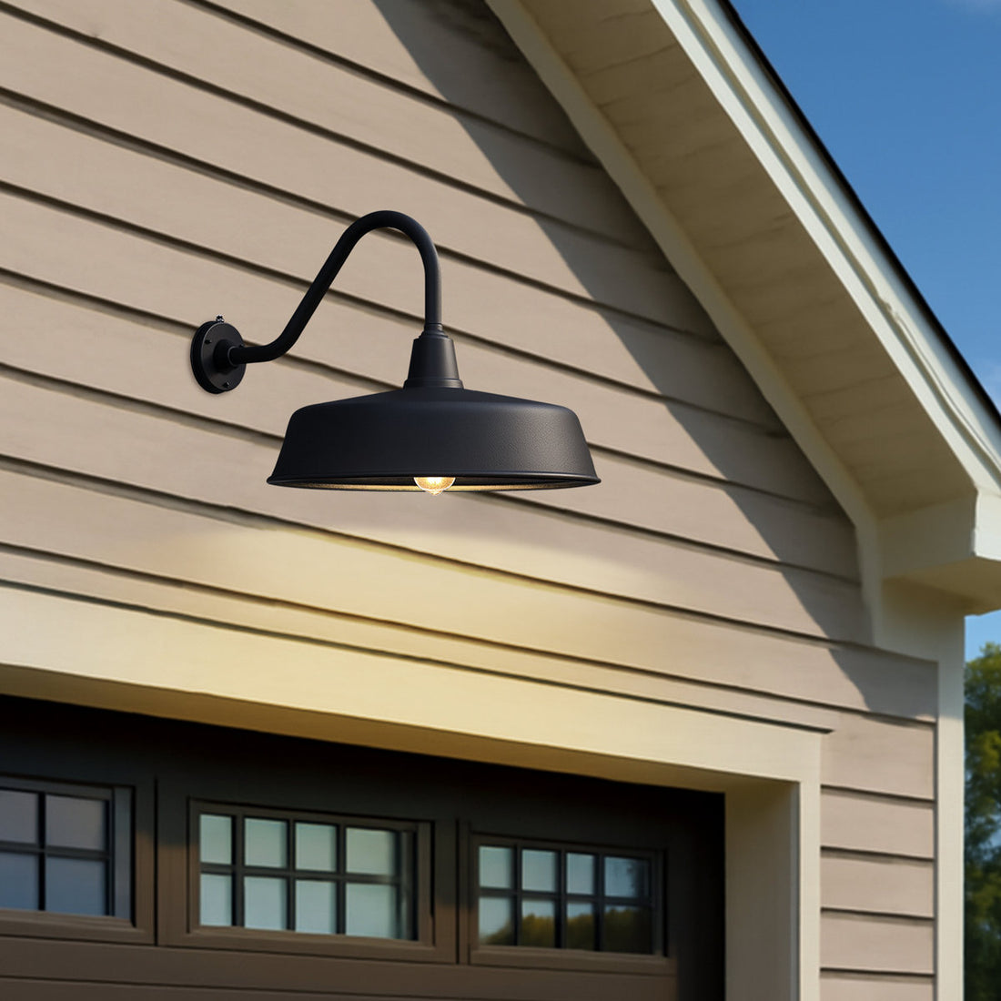 Bechard Black Finish Dusk To Dawn Outdoor Wall Barn Light