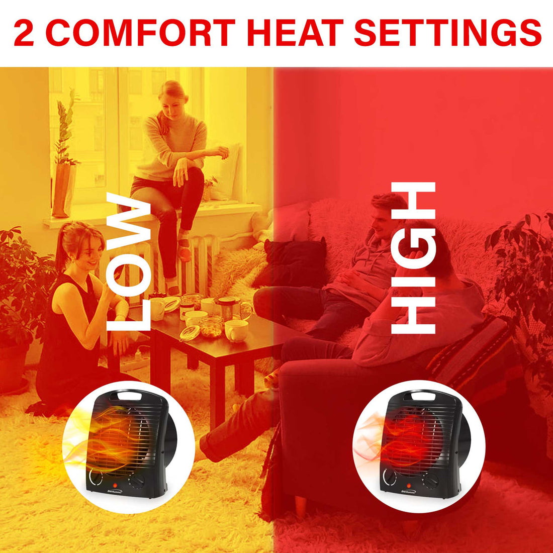 Brentwood 1500-Watt Portable Electric Space Heater and Fan in Black