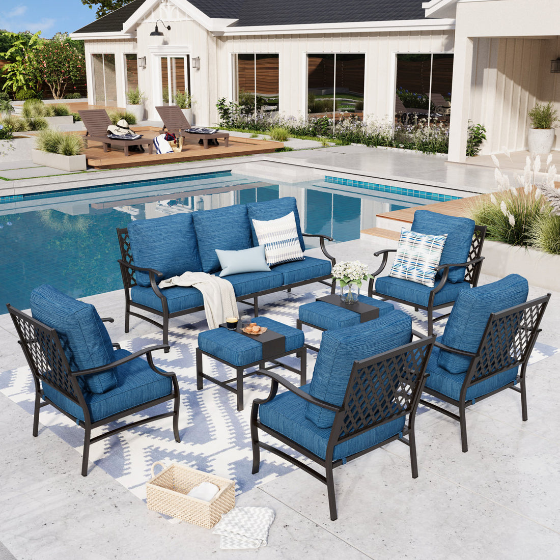 Carli 9 - Person Outdoor Seating Group with Cushions