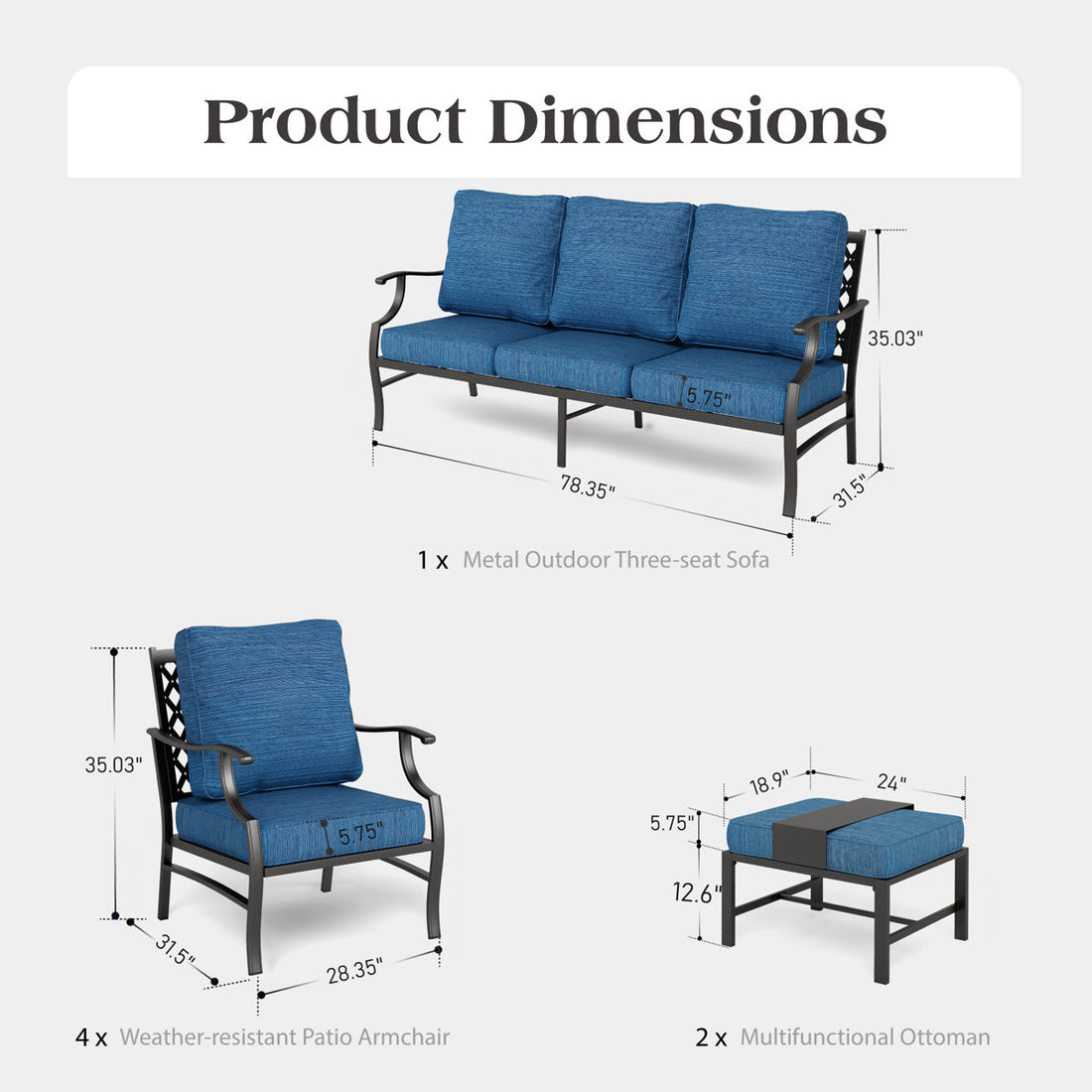 Carli 9 - Person Outdoor Seating Group with Cushions