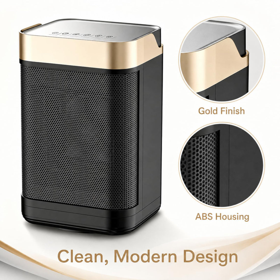 Ceramic Space Heater ¨C 1500W PTC Heater with Dual Power Settings, Overheat Protection & Tip-Over Switch, Compact Portable Design for Bedroom, Office & Small Spaces