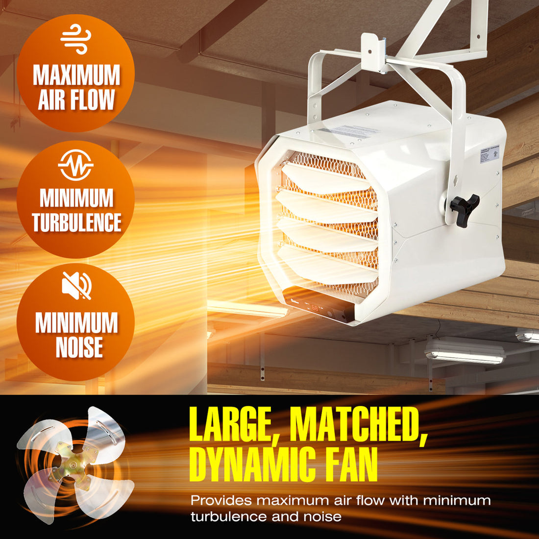 DR. INFRARED HEATER Hardwired Shop Garage Electric Heater, Wall/Ceiling Mounted with Remote Controlled Thermostat White