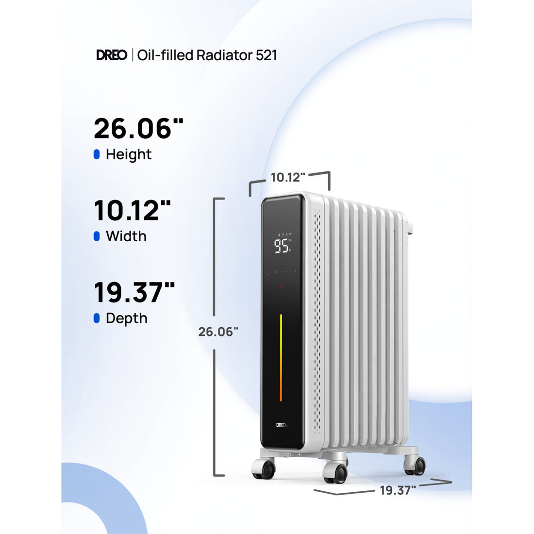 DREO 1500-Watt 25.71 in. Electric Oil Filled Radiator Heater with Remote Control