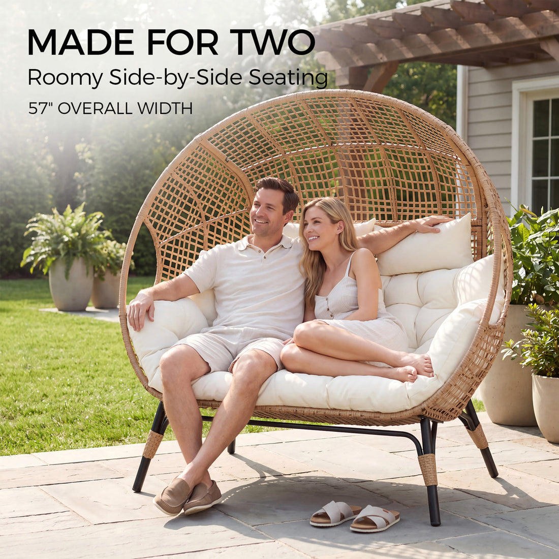 Damarie 2-Person Wicker Rattan Egg Chair