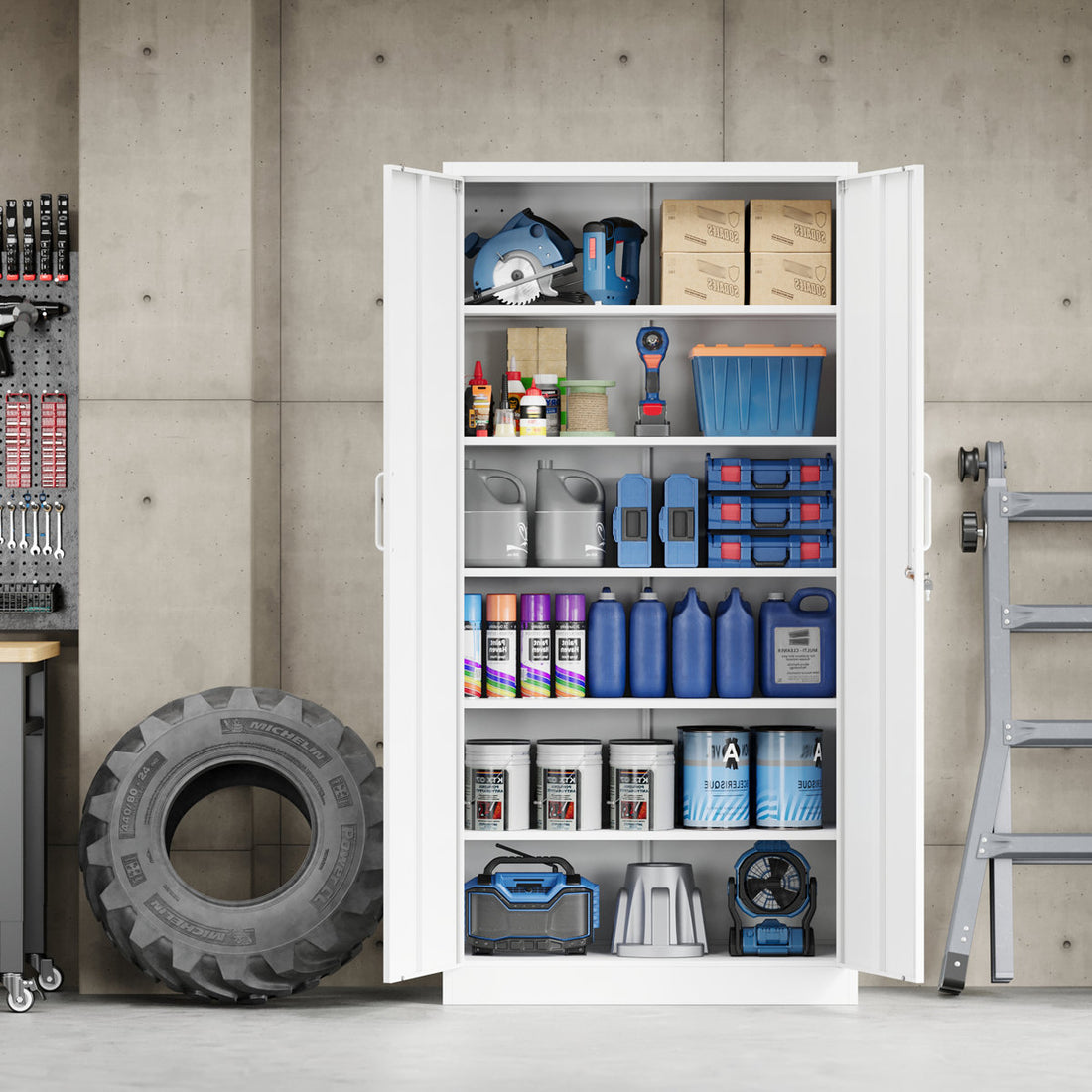 Delvale 6 - Shelf Steel Storage Cabinet ( 70.87 H x 31.5 W x 15.7 D)