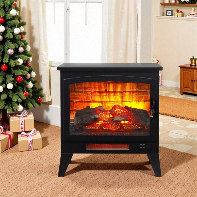 Electric Fireplace Stove Heater With Panoramic 3D Flame Effect Remote Control UL Certified