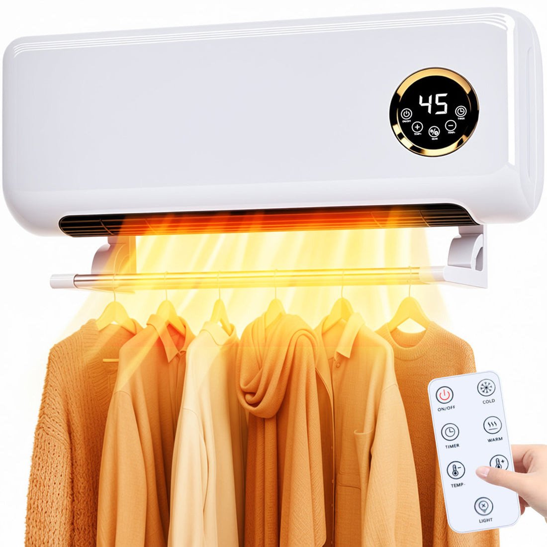 Electric Wall Heater, 1500w Infrared Wall Mount Electric Heater, Fast Heating Ptc Space Heaters For Indoor Use, 3 Heating Modes, Timer, Remote Control, Easy-mount For Bedroom, Office, Home