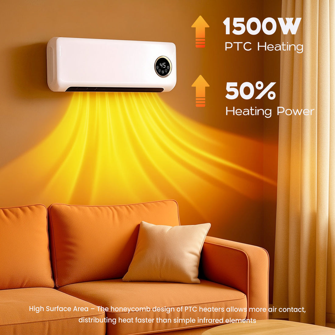 Electric Wall Heater, 1500w Infrared Wall Mount Electric Heater, Fast Heating Ptc Space Heaters For Indoor Use, 3 Heating Modes, Timer, Remote Control, Easy-mount For Bedroom, Office, Home