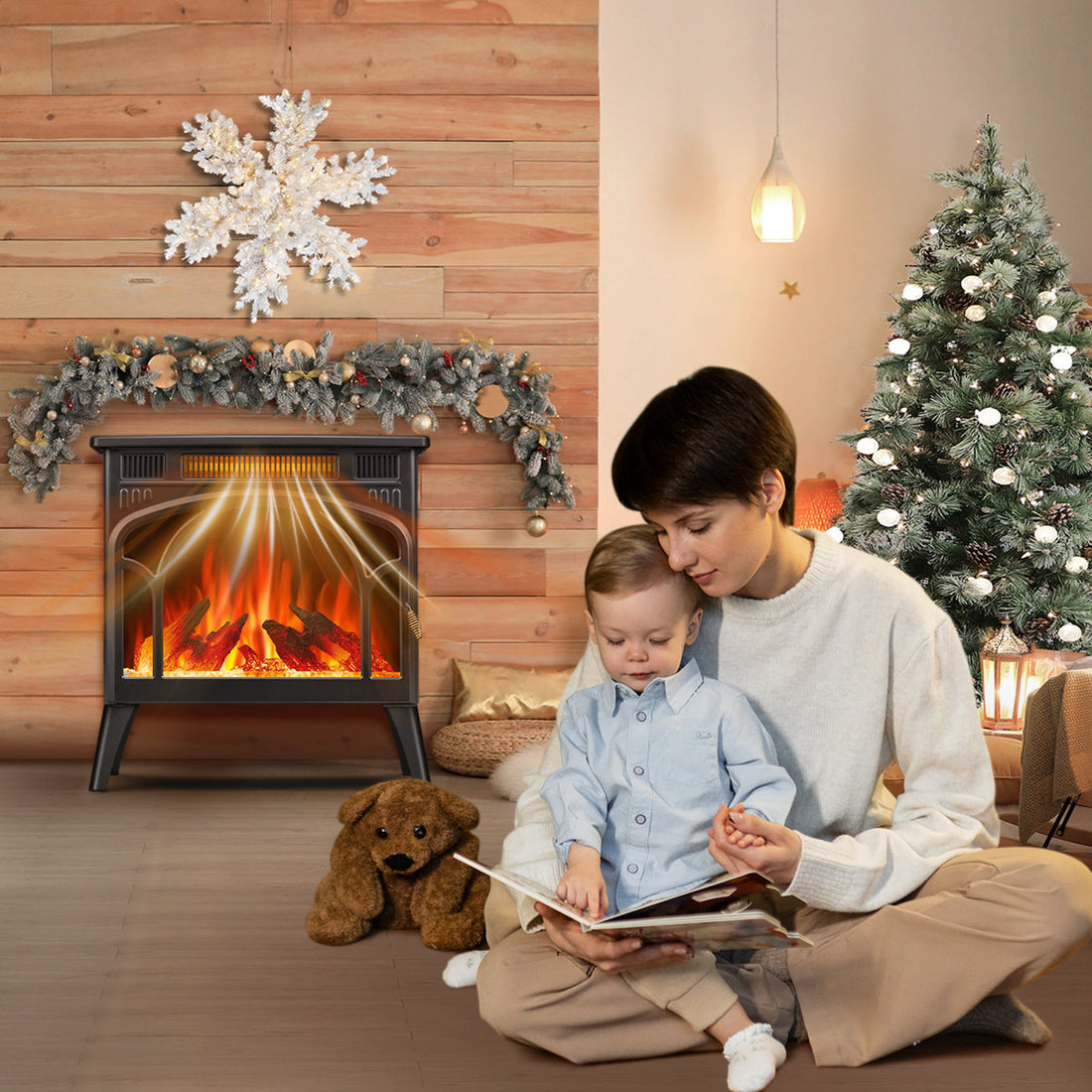 Freestanding Fireplace With Electronic Temperature Control