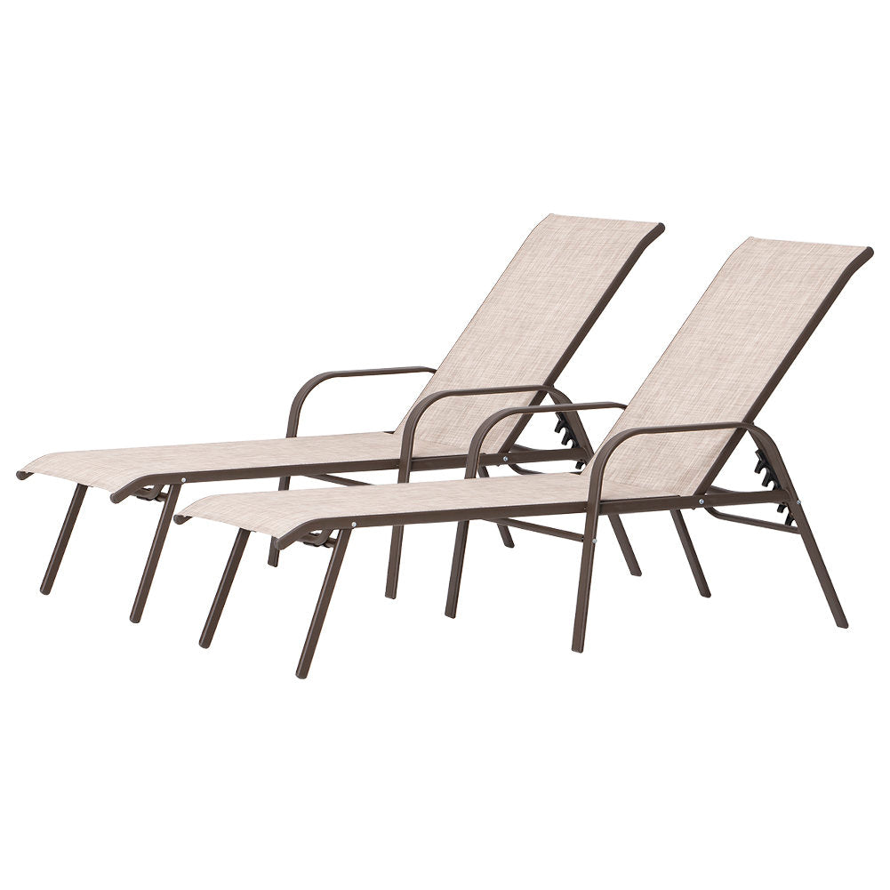 Gland Outdoor Metal Chaise Lounge (Set of 2)
