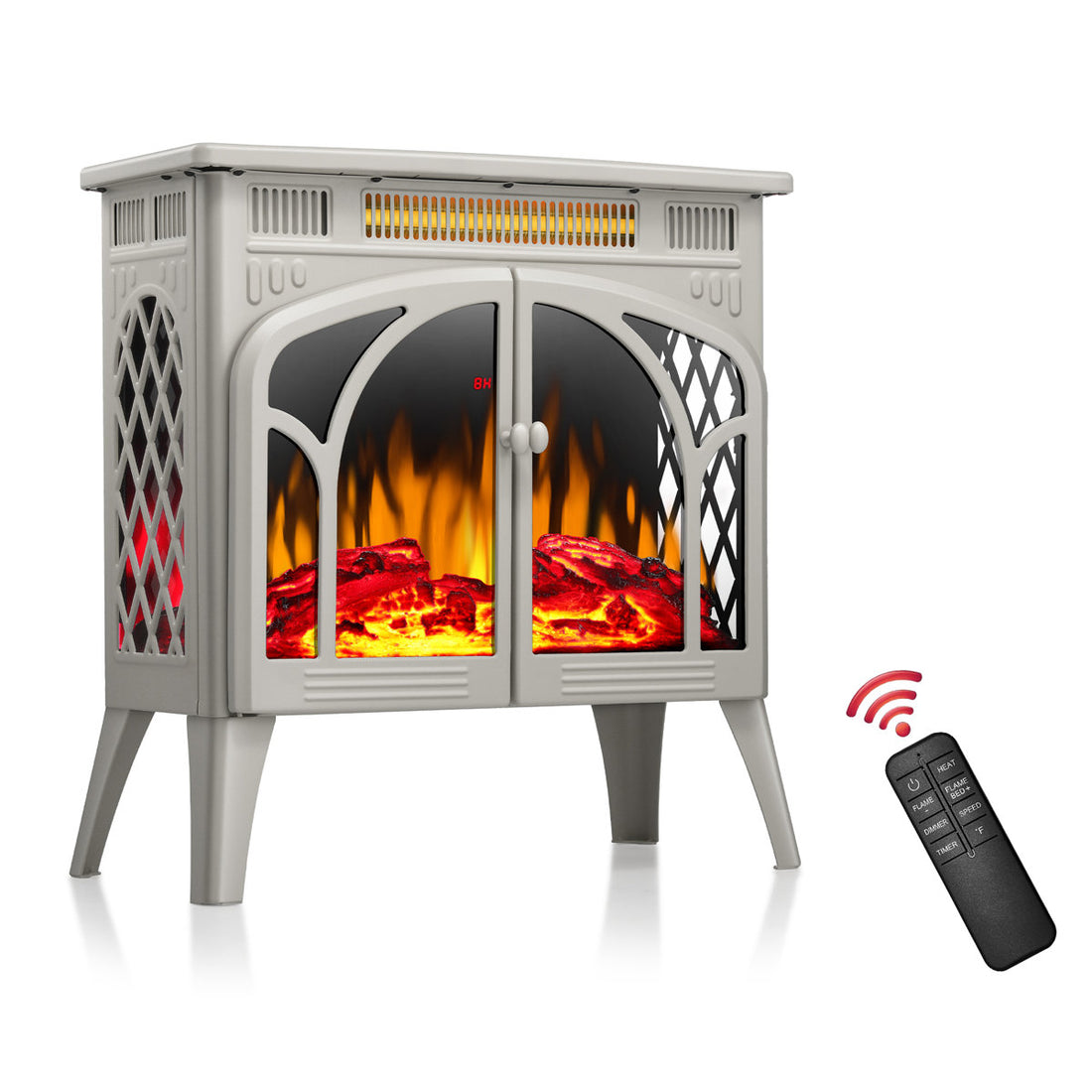 HAVATO 24 Electric Fireplace Stove - 3D Flame (12 Colors), Remote, 3-in-1 Heater + Timer, Safe for Bedroom