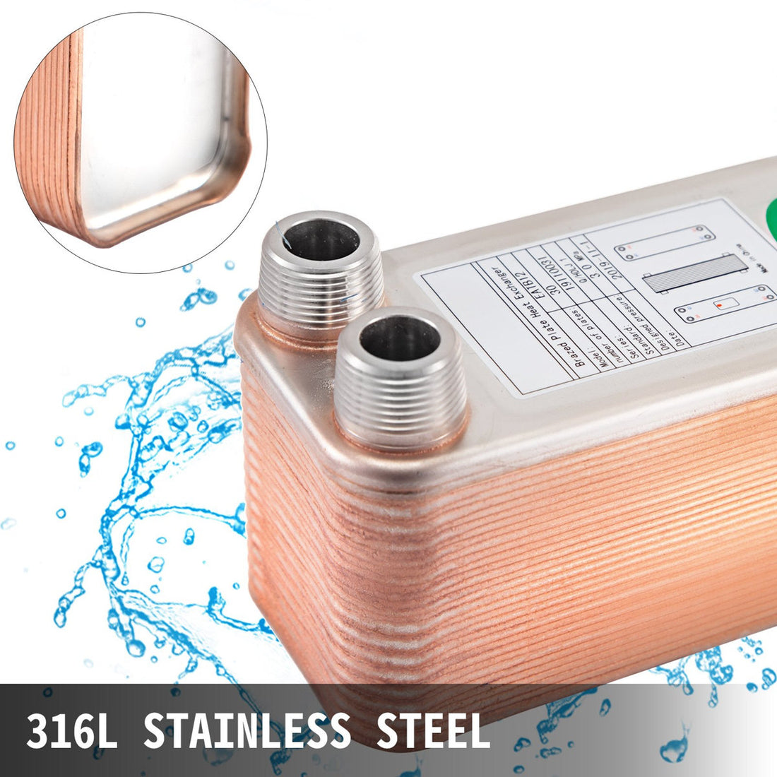 Heat Exchanger 3/X7.5/ 30 Plates Brazed Plate Heat Exchanger 316L 3/4/ MPT Heat Exchanger B12-30 Beer Wort Chiller For Hydronic Heating
