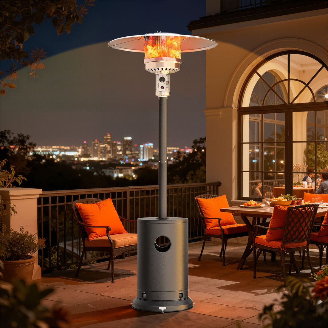 High-Power 48000BTU Outdoor Standing Patio Heater With Safety Features & Piezoelectric Ignition