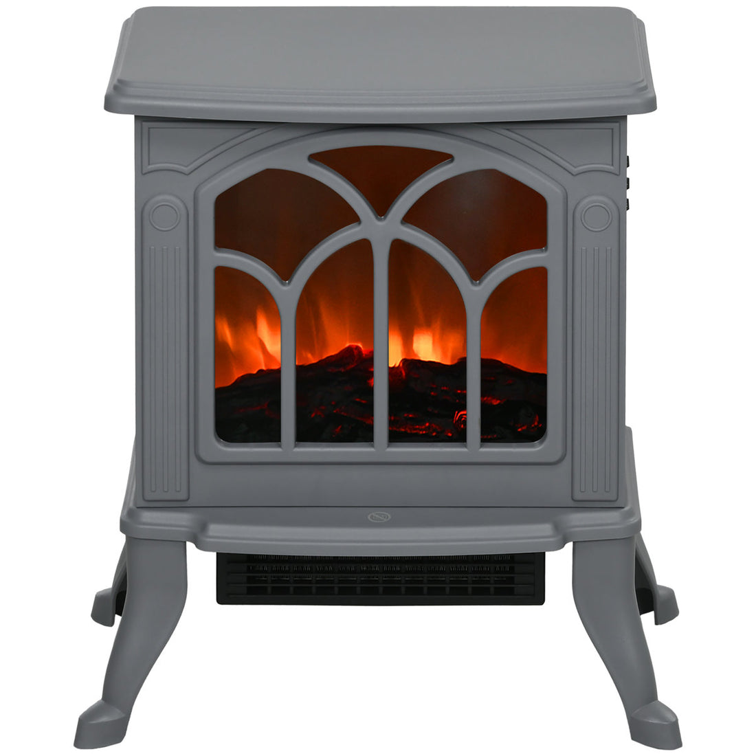 Homcom 17 Freestanding Electric Fireplace Stove - Realistic Logs & Flame Effect, 750W/1500W Adjustable Heat, Overheat & Tip-Over Protection, Heats 161-215 Sq. Ft. For Living Room Bedroom