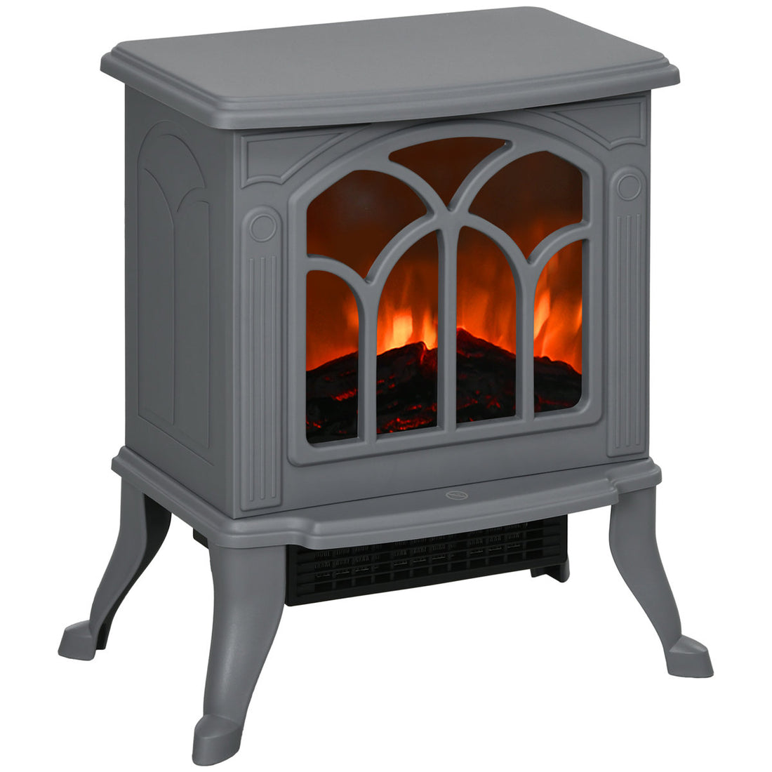 Homcom 17 Freestanding Electric Fireplace Stove - Realistic Logs & Flame Effect, 750W/1500W Adjustable Heat, Overheat & Tip-Over Protection, Heats 161-215 Sq. Ft. For Living Room Bedroom