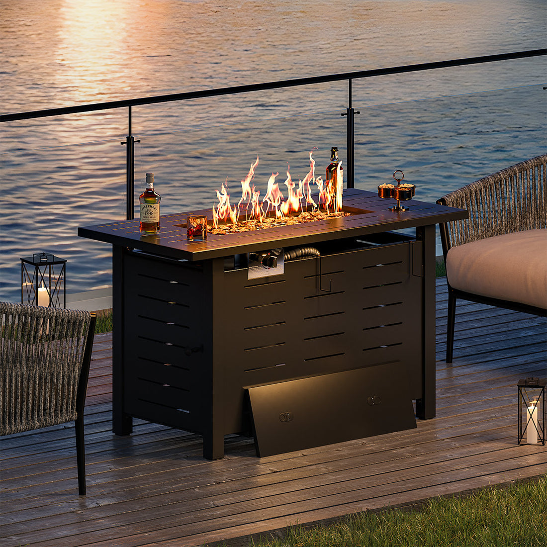 Jalice Steel Propane Outdoor Fire Pit Table