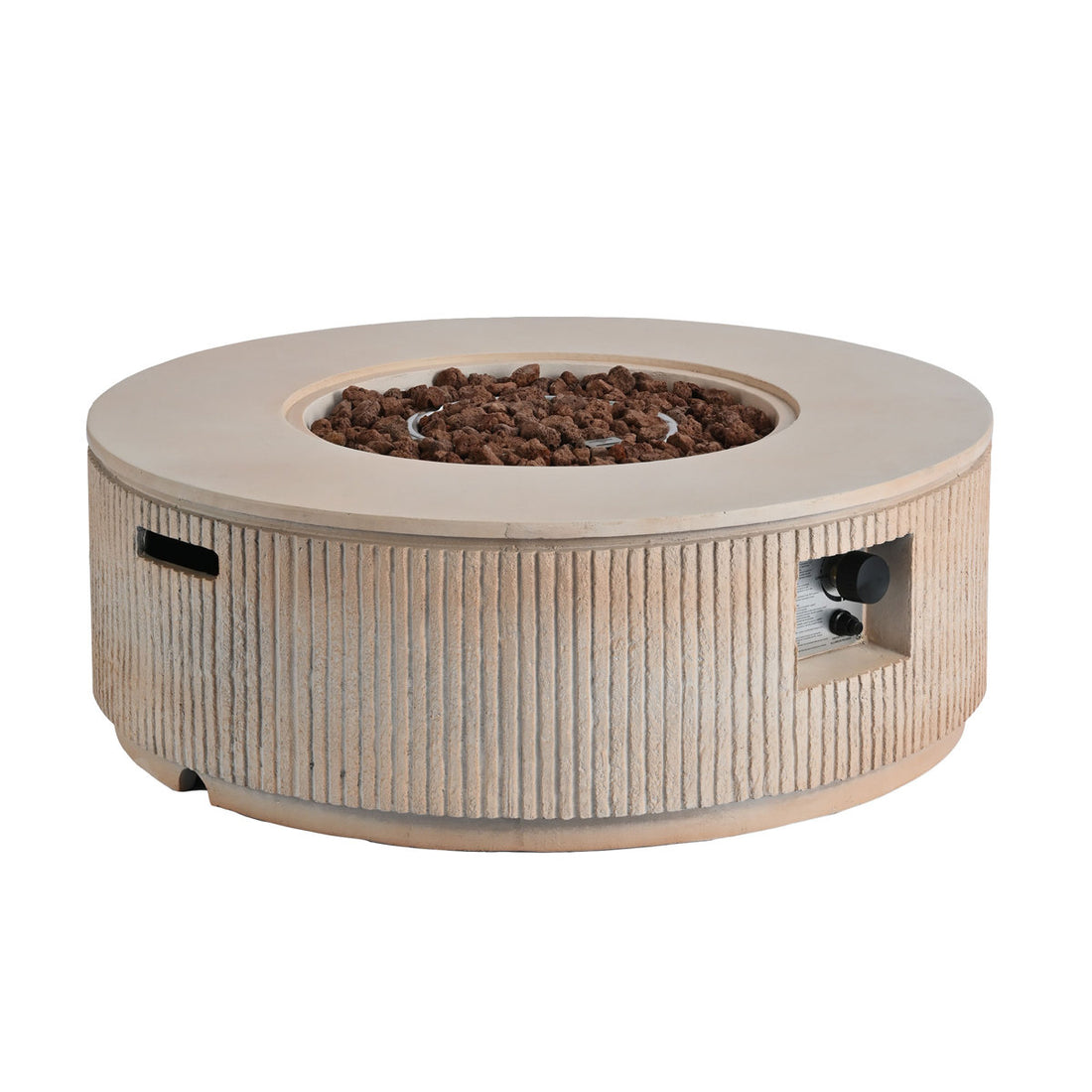 Jovan 38 Modern Vertical Stripe Fire Pit With MGO Construction & Adjustable 50,000 BTU Burner