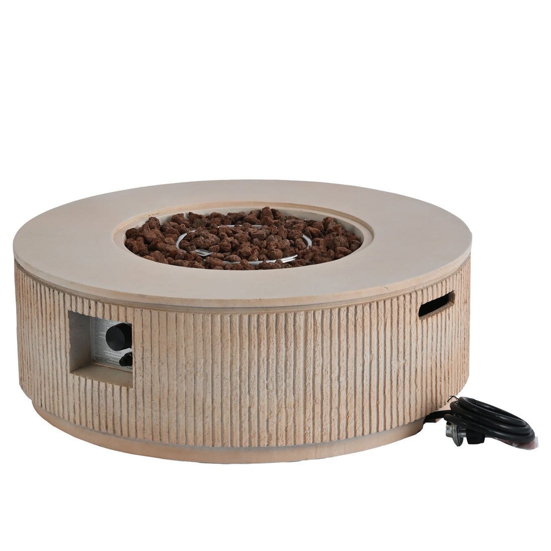 Jovan 38 Modern Vertical Stripe Fire Pit With MGO Construction & Adjustable 50,000 BTU Burner