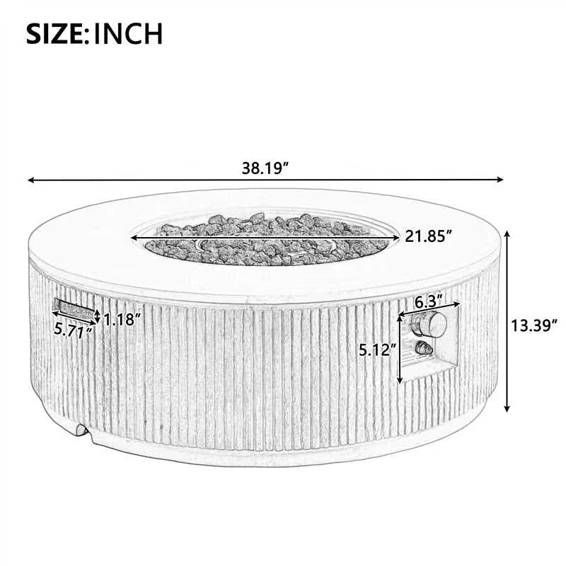 Jovan 38 Modern Vertical Stripe Fire Pit With MGO Construction & Adjustable 50,000 BTU Burner