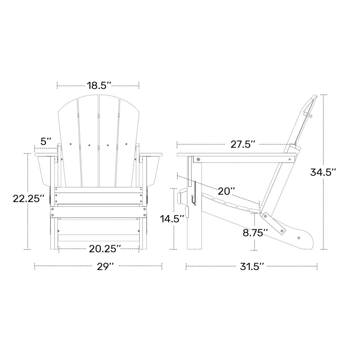 Laguna HDPE Folding Adirondack Chair (Set of 4)