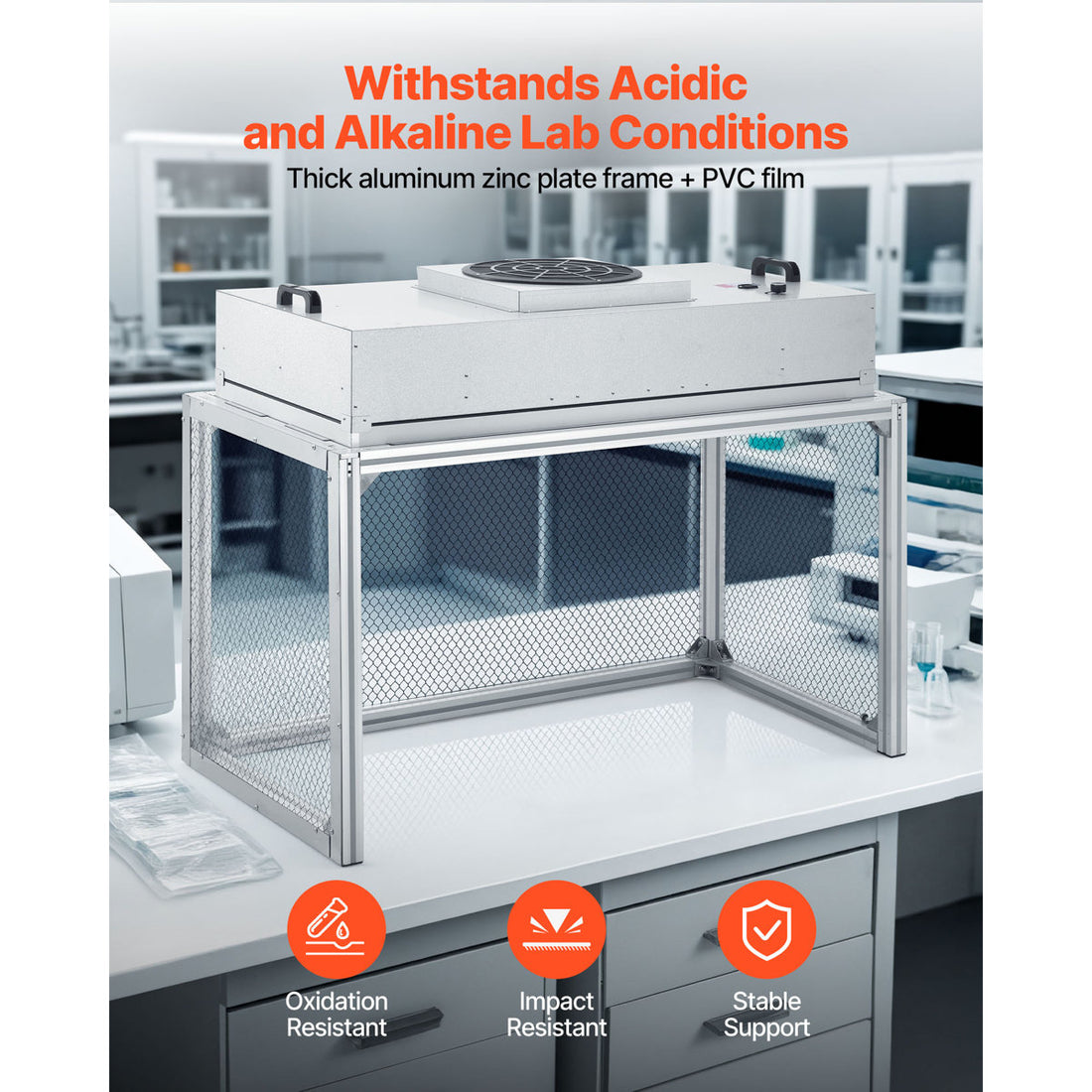 Laminar Flow Hood, 24.02 x 46.06 x 27.36 inch Working Area FUU Fan Filter Unit, Meets Class 100/ISO 5 Clean Room Standards, with HEPA-14 Filter and G1 Pre-Filter, for Laboratory, Mushroom Room