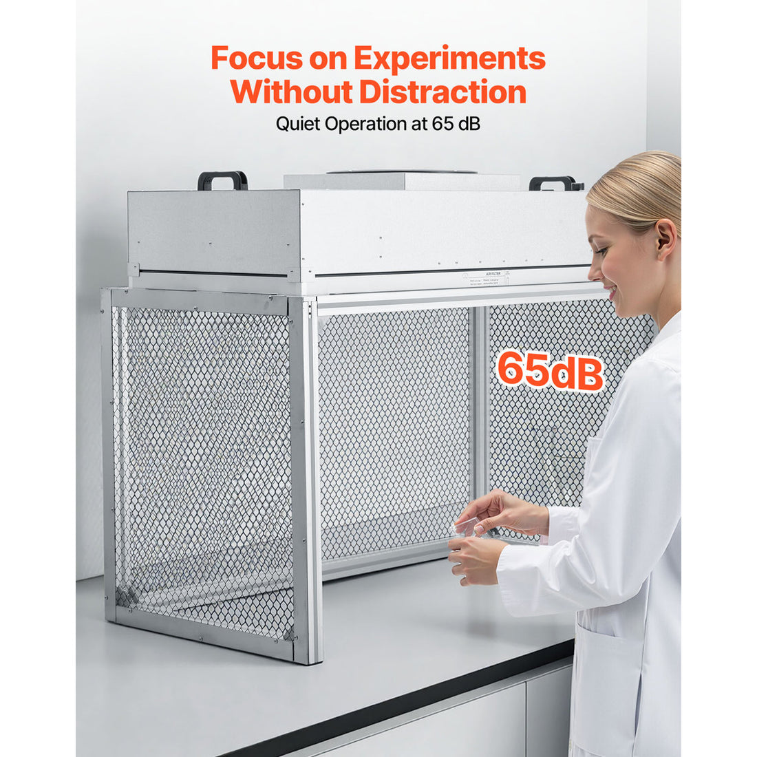 Laminar Flow Hood, 24.02 x 46.06 x 27.36 inch Working Area FUU Fan Filter Unit, Meets Class 100/ISO 5 Clean Room Standards, with HEPA-14 Filter and G1 Pre-Filter, for Laboratory, Mushroom Room