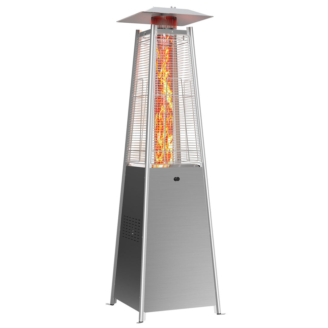 Outdoor 48,000 BTU Pyramid Propane Gas Patio Heater with Wheels, Powder-Coated Iron Frame