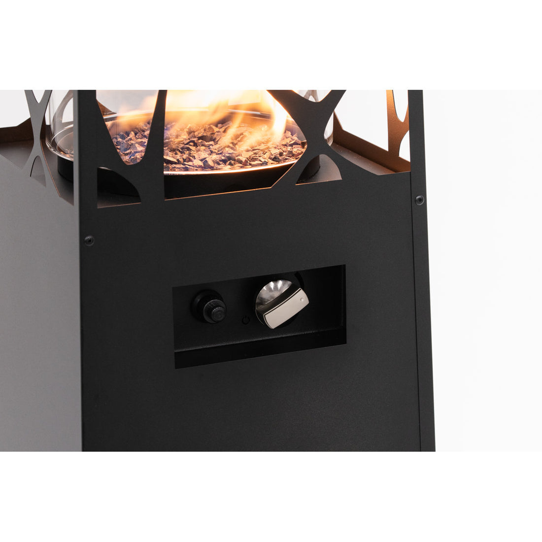 Planika - Pyramid, Modern Patio Heater, Outdoor Fireplace, Garden With Cover (black)