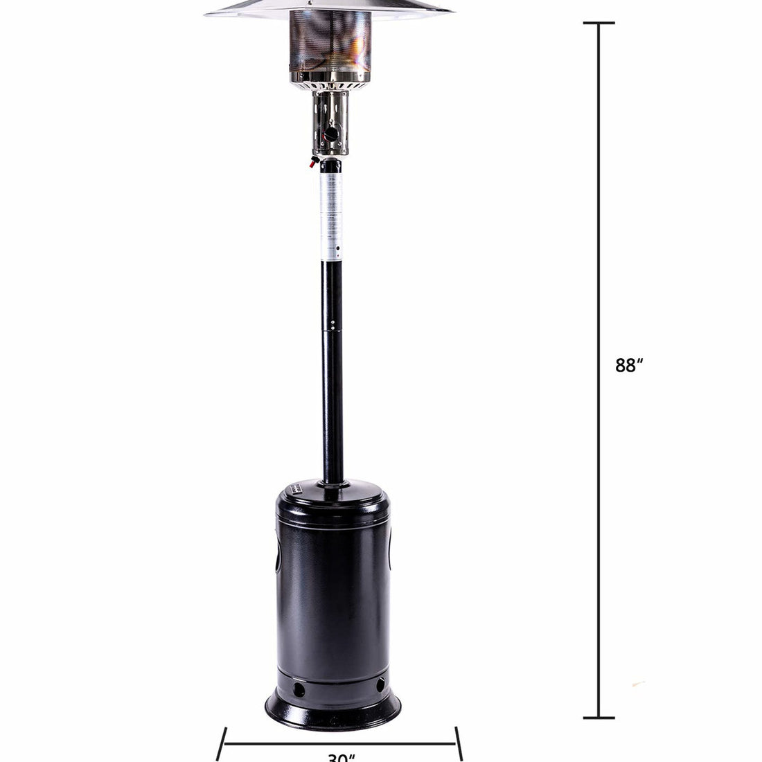 Portable Outdoor Patio Propane Heater 47,000 , 88 Inch Standing Gas With Wheels, Stainless Steel Burner, For Restaurant - Black Outside Party, Garden