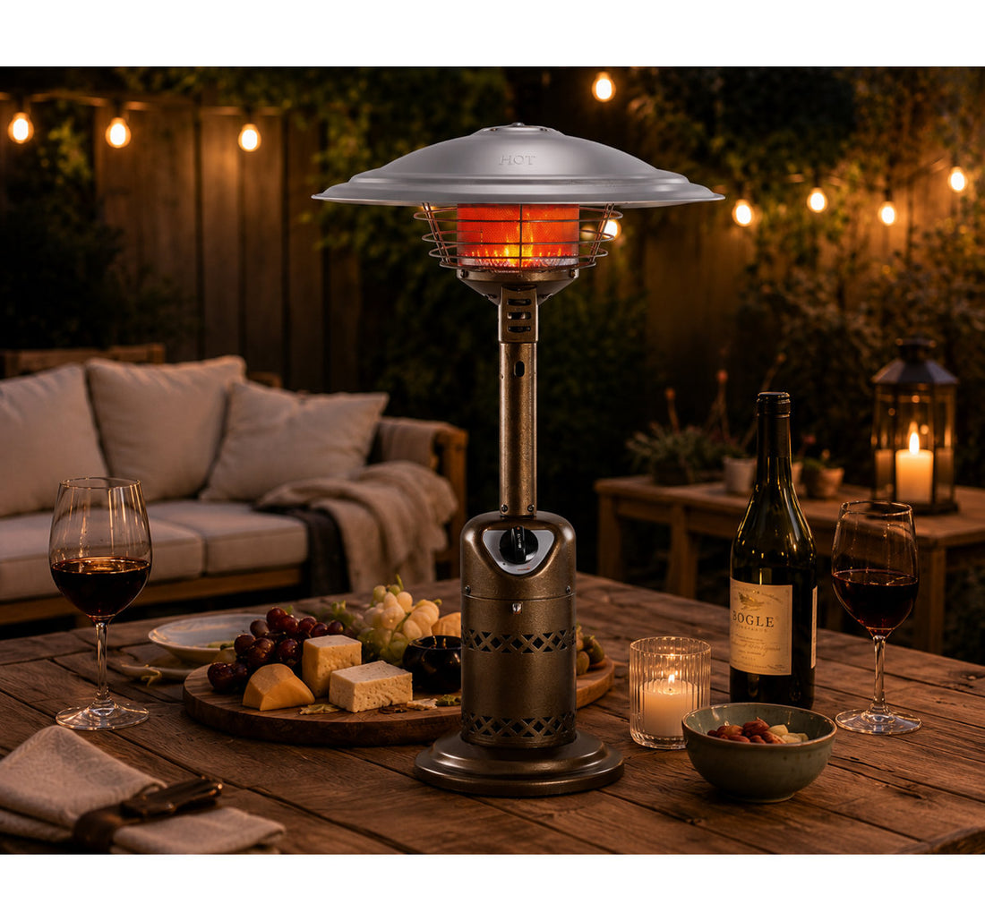 Portable Propane Tabletop Patio Heater with Safety Shut-Off & 10,000 BTU Output ¨C Hammered Bronze Finish