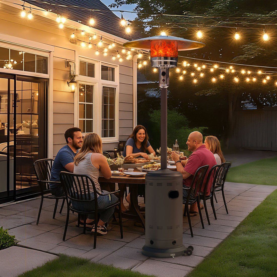 Powder-Coated Propane Gas Outdoor Heater With Wheels, Etl Certified