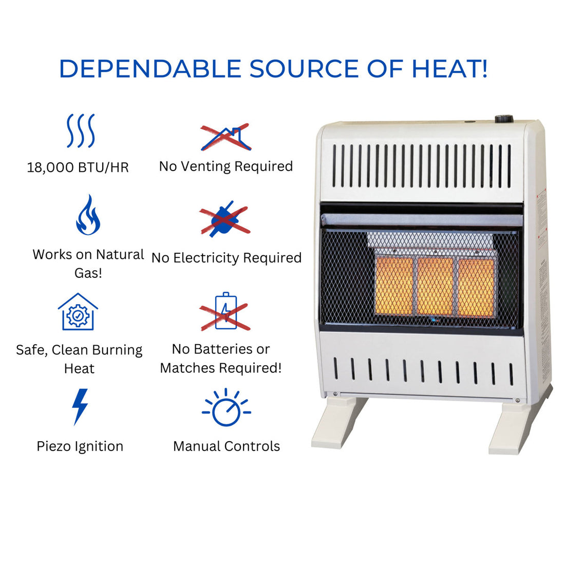 ProCom Heating Natural Gas V/F Infrared Plaque Heater-18,000BTU, Manual Control-Model#MN180HPA-B