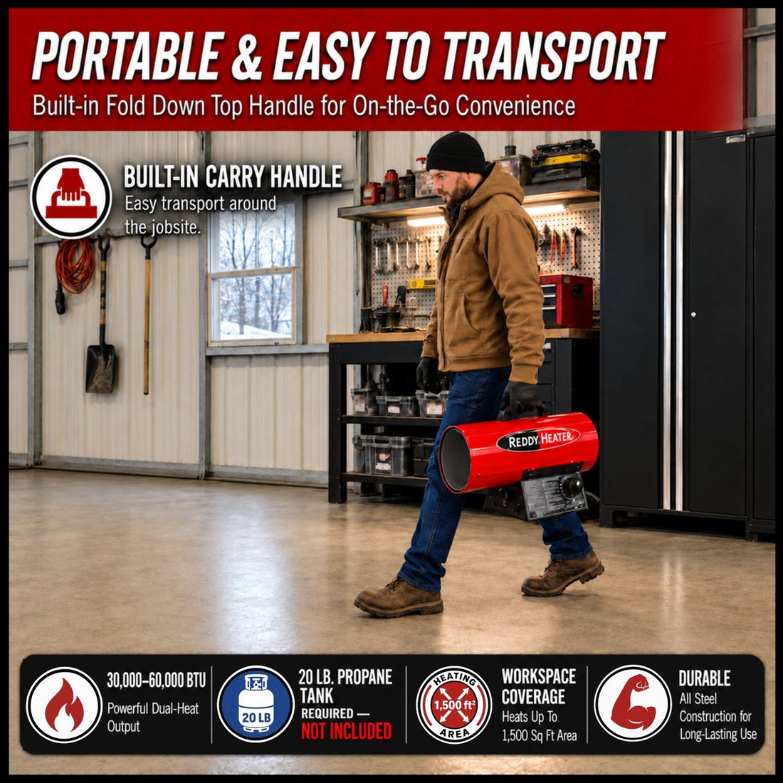 Reddy Heater 60,000 BTU Forced Air Propane Heater - RFG60V