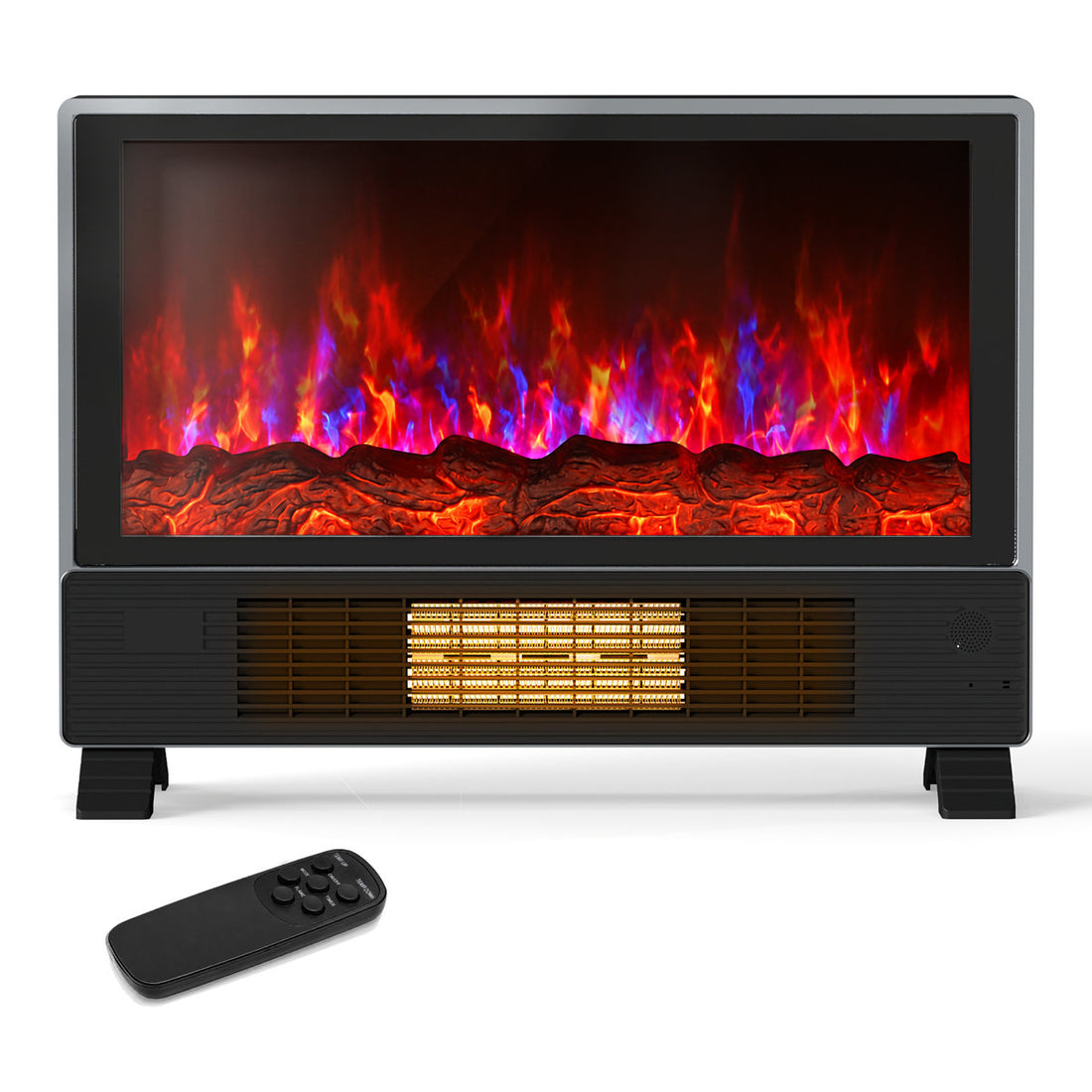Riifi Electric Fireplace Heater for Indoor Use, with Independent Flame & Remote, Slim for TV Stands