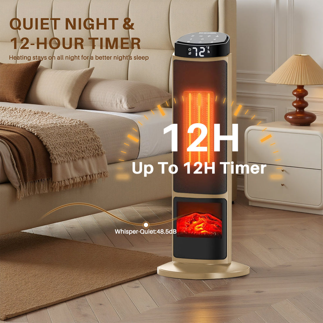 Space Heater For Indoor Use, 23Inch Portable Heater With Remote And Thermostat,7 Light Modes, 70¡ãOscillation, 12H Timer