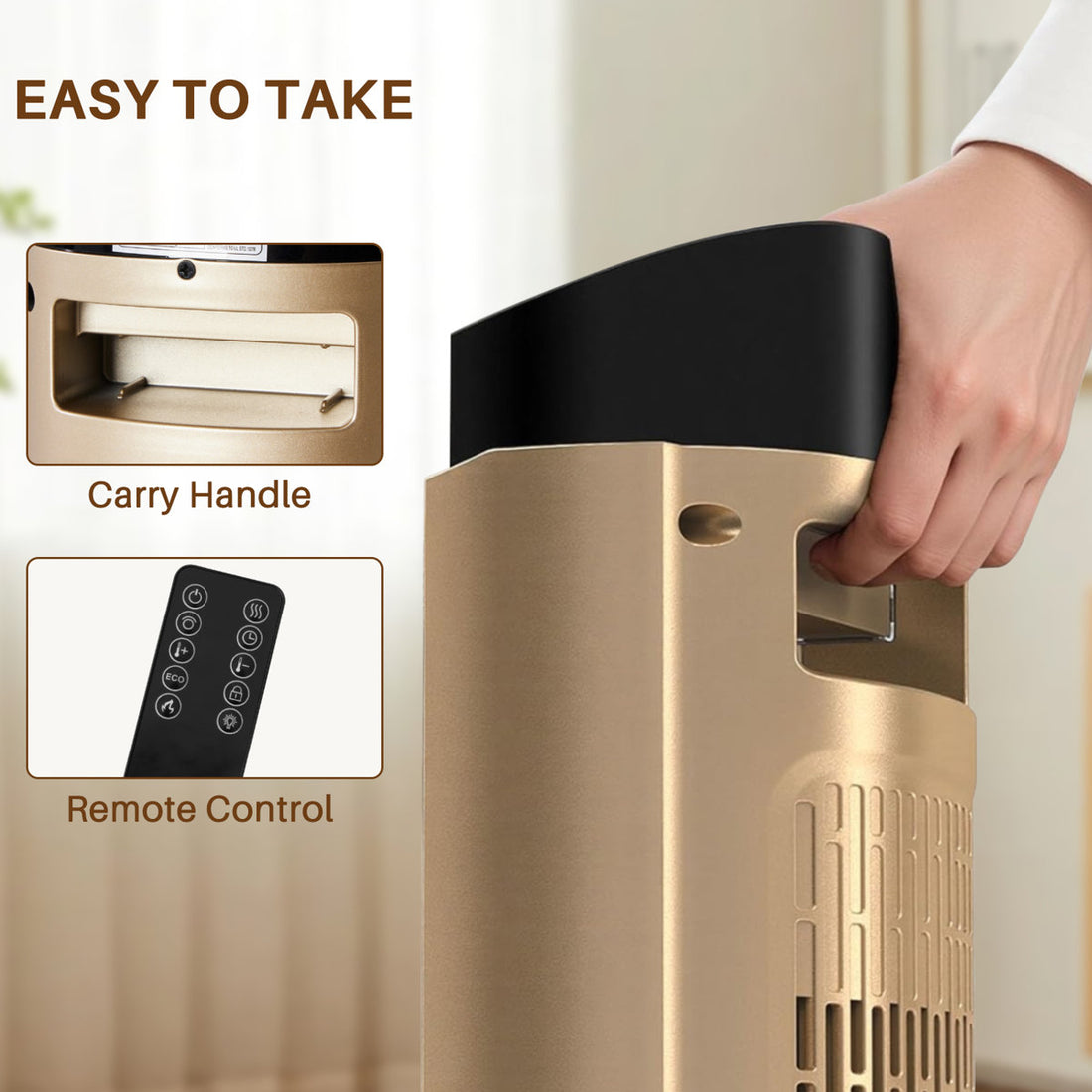 Space Heater For Indoor Use, 23Inch Portable Heater With Remote And Thermostat,7 Light Modes, 70¡ãOscillation, 12H Timer