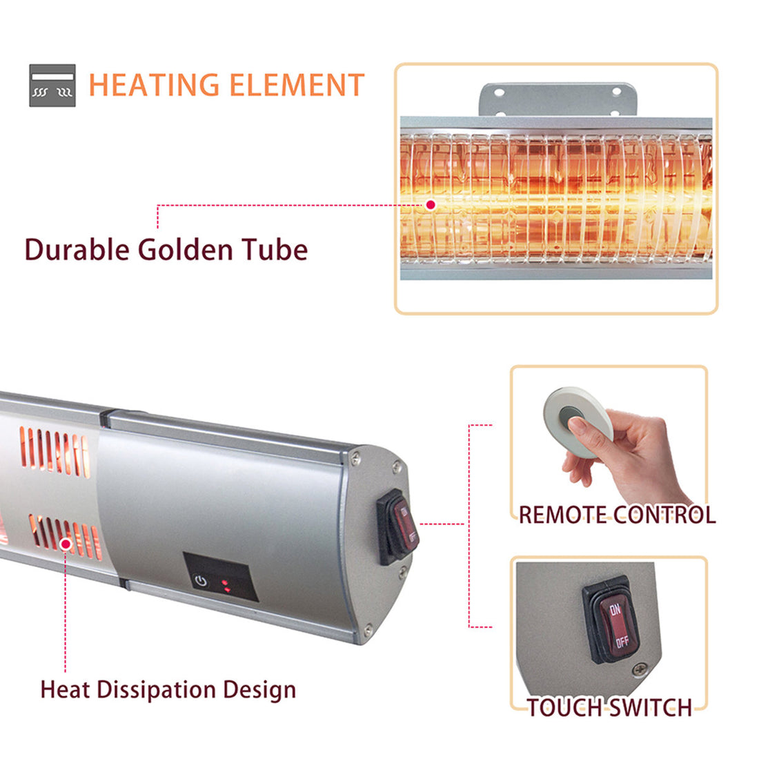 Stainless Steel Ceiling-Mounted Household Electric Heater