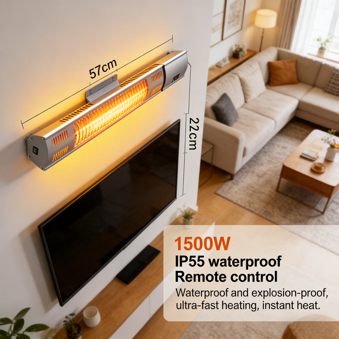 Stainless Steel Ceiling-Mounted Household Electric Heater