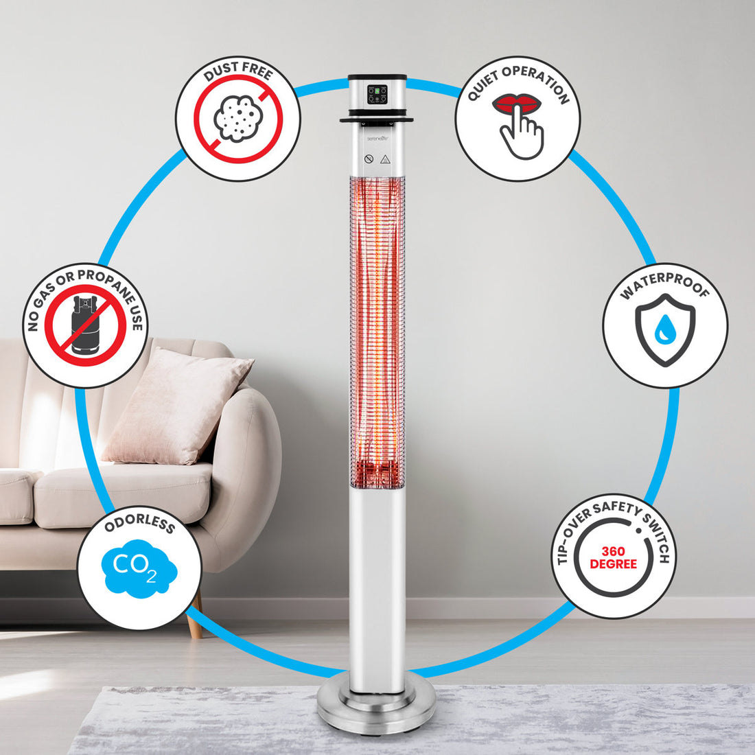Stainless Steel Electric Standing Patio Heater