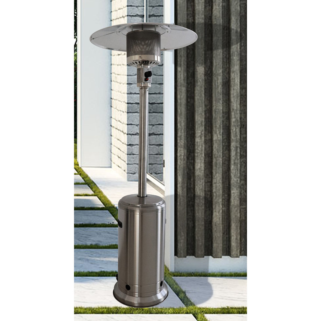 Standing 46000 Heater - Turns Cold Nights Cozy, Aluminium Frame, 35 In Package Height, Smooth Wheels For Mobility Patio Heating Generates Sufficient Heat, Steel Gray Finish, 70 Lb Package, Easy