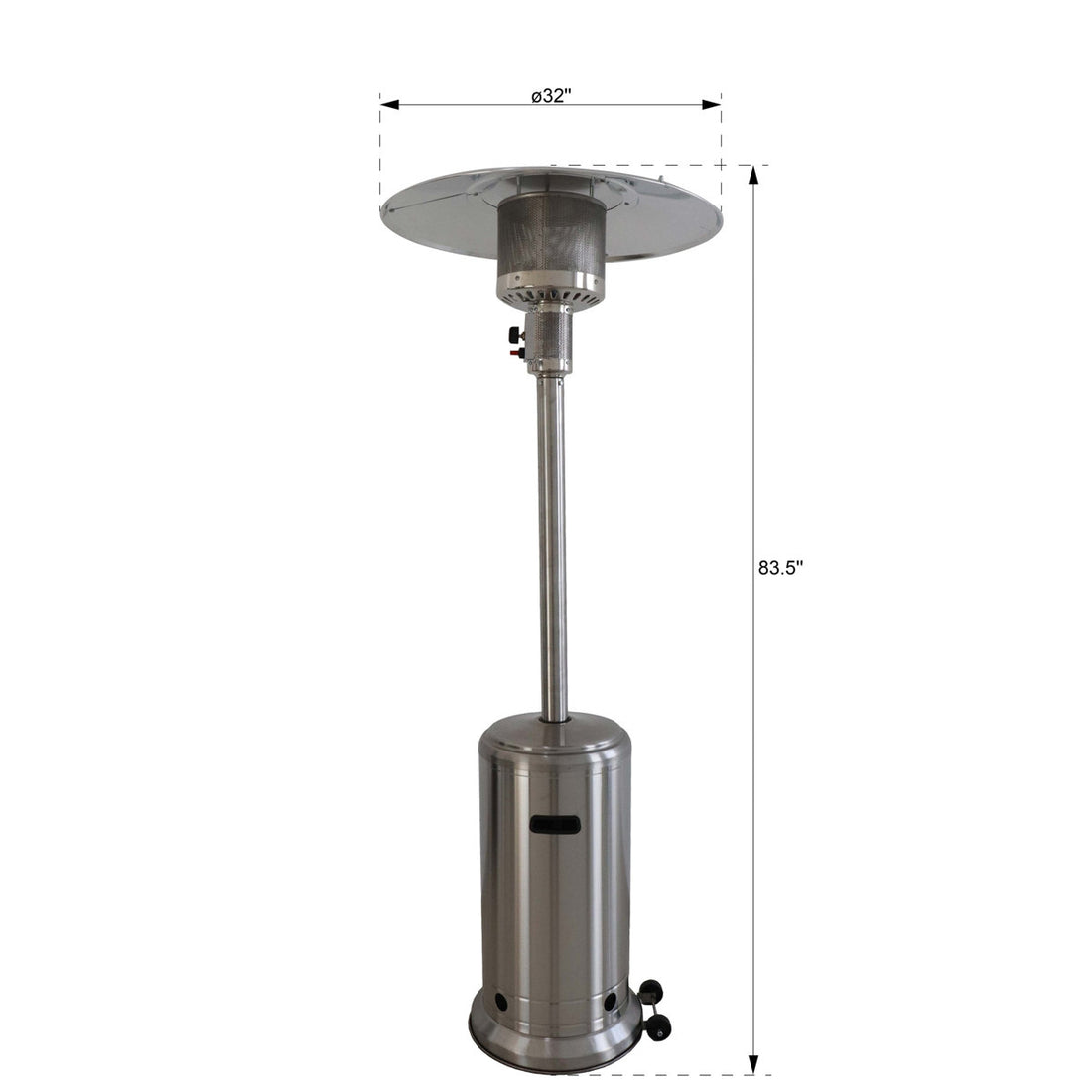 Standing 46000 Patio Heater - Turns Cold Nights Cozy, Aluminium Structure, 20 Lbs Propane Tank, Heat Output 200 Sq Ft Chilly Evenings 35 In Package Height, Smooth Movement Wheels