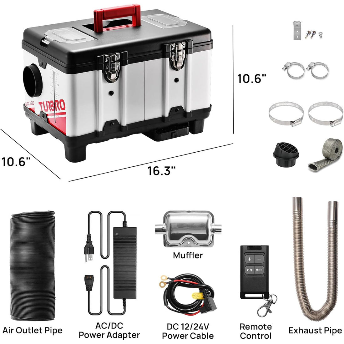 TURBRO 9kW Diesel Heater, 12V/24V/110V, Toolbox Parking Heater with Smart LCD, Remote and Bluetooth APP Control, Programmable Timer, Portable for RV, Camper, Truck, Boat, Tent, Garage, Shop, T8BP