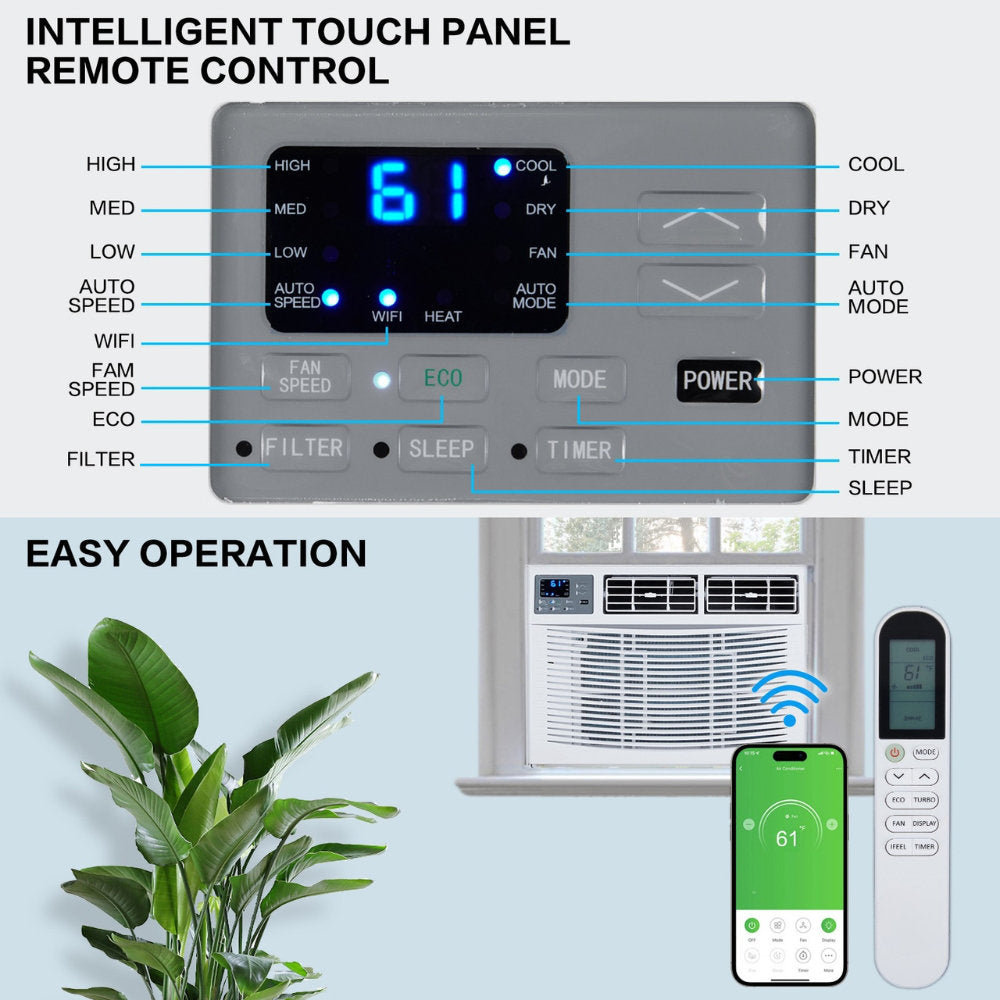 Winado 12000 BTU Wi-Fi Connected Window Air Conditioner for 550 Square Feet with Heater H1G46000631