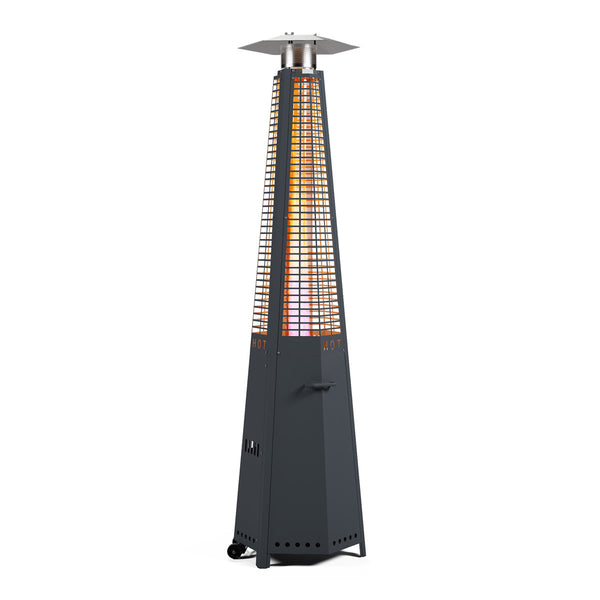 Yardgrace 48000 BTU Pyramid Propane Patio Heater with Quartz Glass Tube, Tip-Over Protection, Wheels & Cover