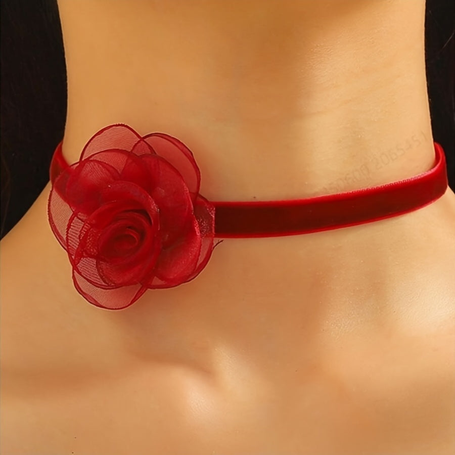 romantic   large rose flower necklaces a wide