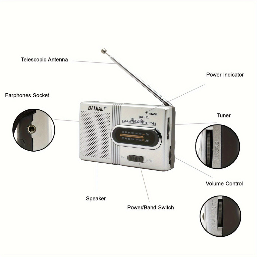 portable fm pocket radio speaker headphone jack